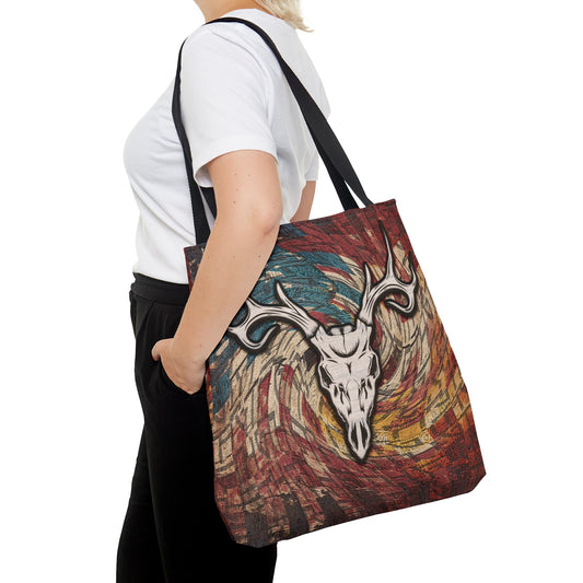 GTH Vintage Buck Tote Bag" showcasing a Euro buck silhouette and a vintage American flag background