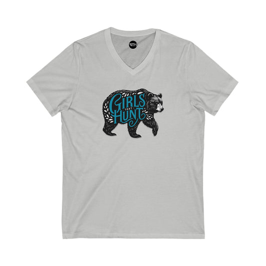 Girls That Hunt Black Bear Short Sleeve V-Neck Tee