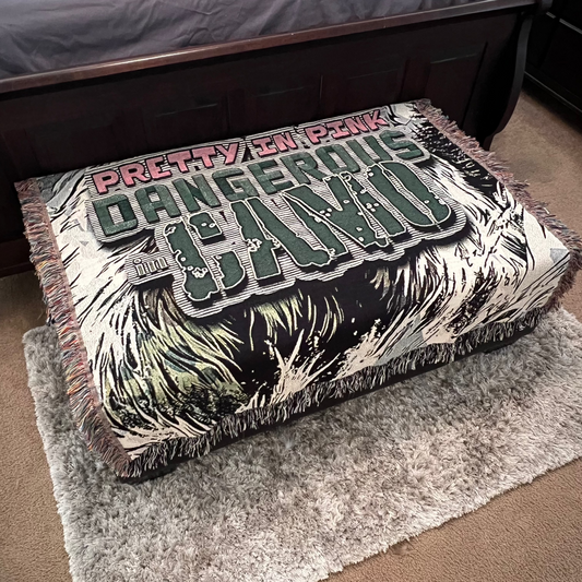 Pretty in Pink, Dangerous in Camo Woven Blanket