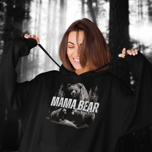 Don't Mess with Mama Bear Hoodie - Black - Cozy design with a powerful statement and bear graphic