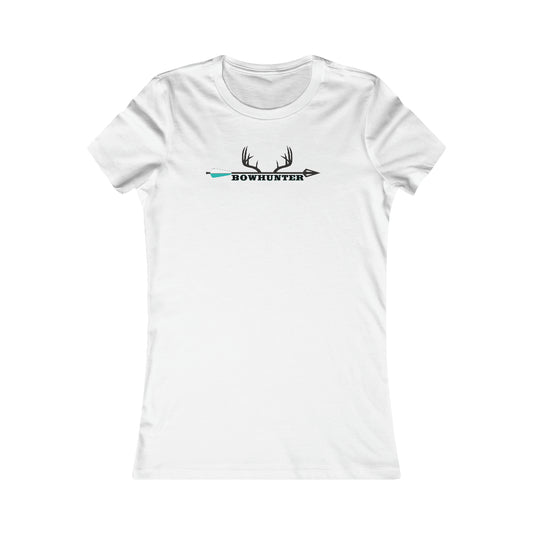 Bowhunter Fitted Tee - White - Comfortable tee featuring "Bowhunter" with antlers and arrow design