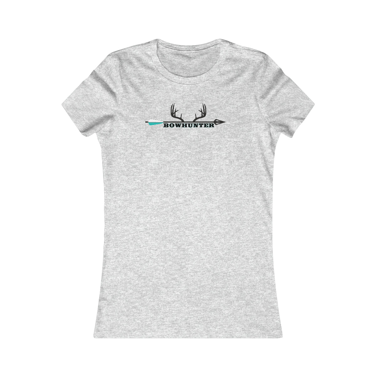 Bowhunter Fitted Tee - Gray - Comfortable tee featuring "Bowhunter" with antlers and arrow design