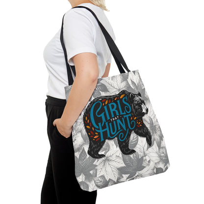 Girls That Hunt Autumn Black Bear Tote Bag