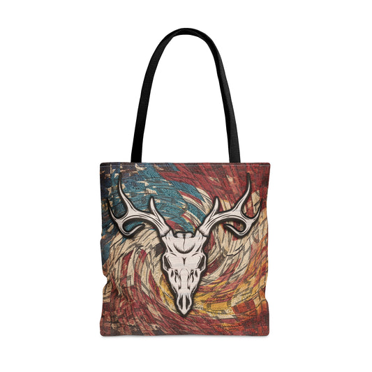 GTH Vintage Buck Tote Bag" showcasing a Euro buck silhouette and a vintage American flag background