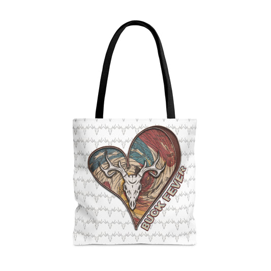 uck Fever Tote Bag" with a heart and euro buck design and Buck Fever text