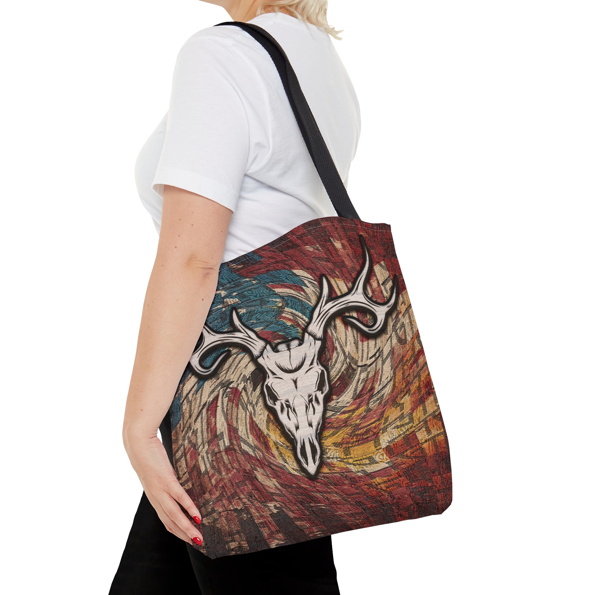 GTH Vintage Buck Tote Bag" showcasing a Euro buck silhouette and a vintage American flag background