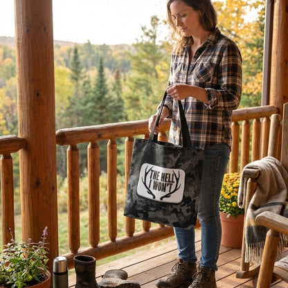 The Hell I Won't Black Camo Tote Bag