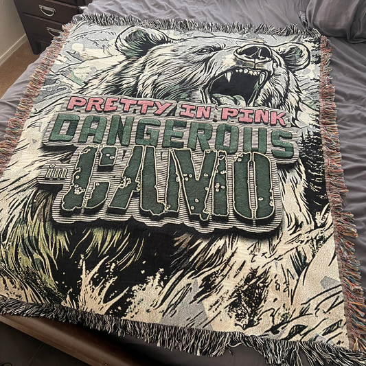 Pretty in Pink, Dangerous in Camo Woven Blanket