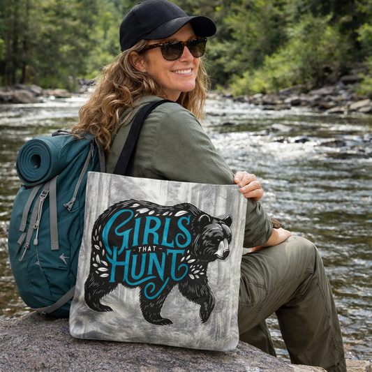 Girls That Hunt Black Bear Tote Bag