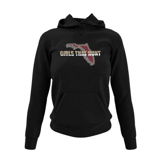 Florida Girls That Hunt Hoodie -Displaying the unique design showcasing love for hunting and Florida