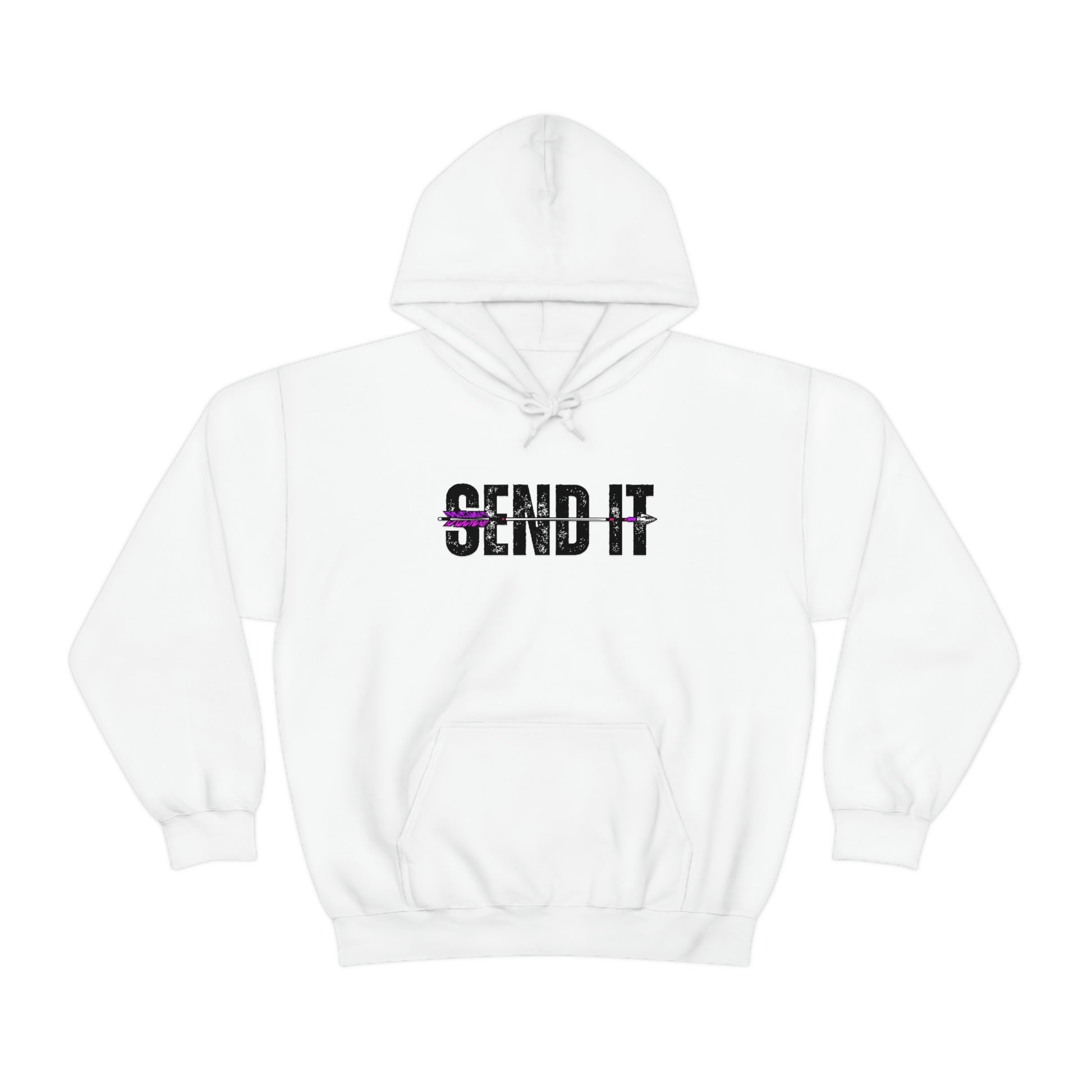 Send It Arrow Hoodie - White- Showcasing the "Send It" text and arrow image