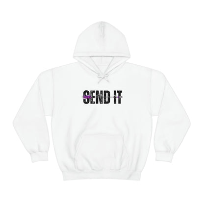 Send It Arrow Hoodie - White- Showcasing the "Send It" text and arrow image