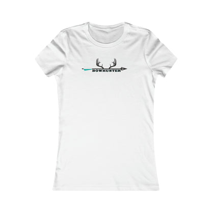 Bowhunter Fitted Tee - White - Comfortable tee featuring "Bowhunter" with antlers and arrow design