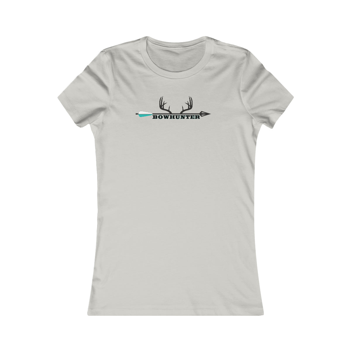 Bowhunter Fitted Tee - Silver - Comfortable tee featuring "Bowhunter" with antlers and arrow design