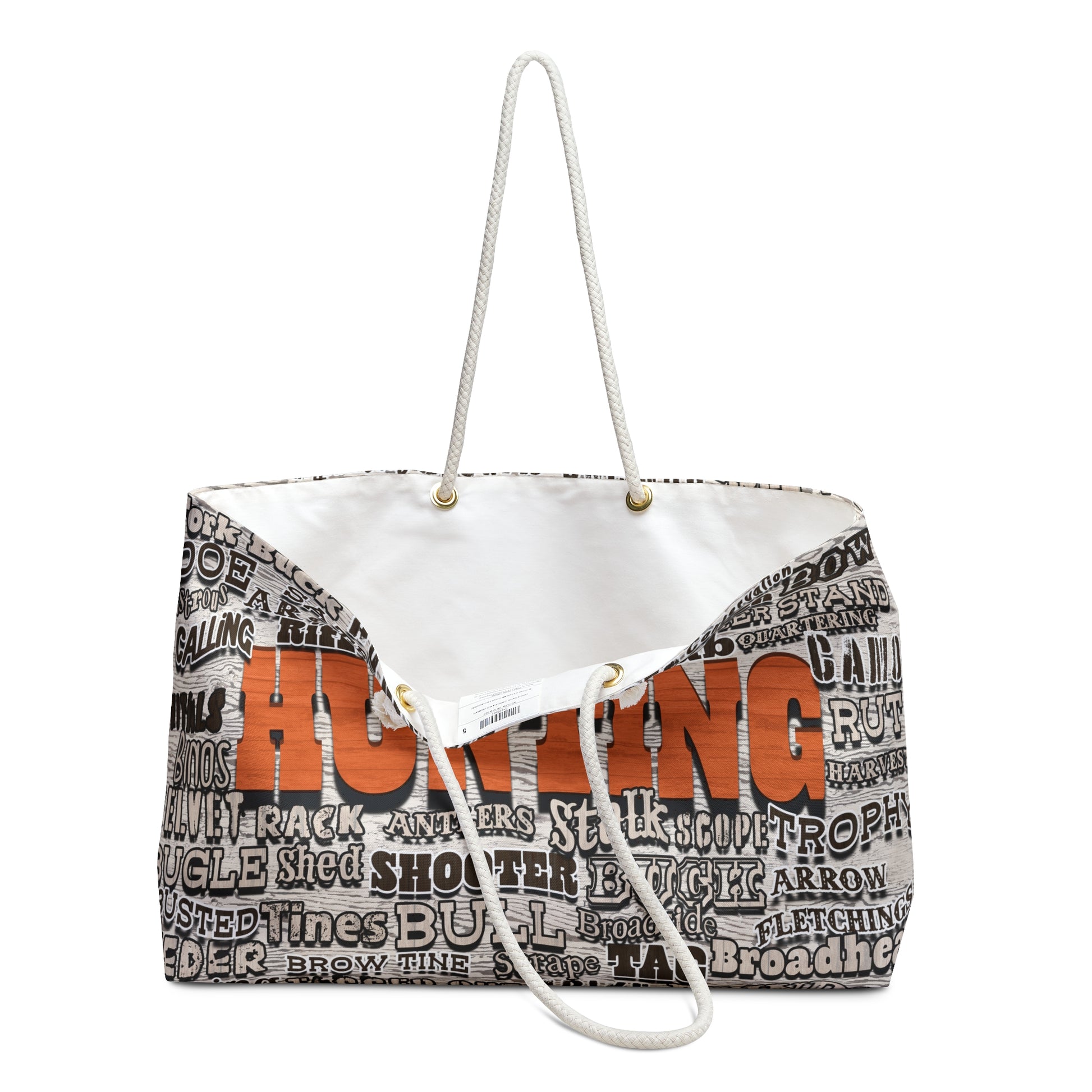 hunting terms on the Hunting Themed Weekender bag