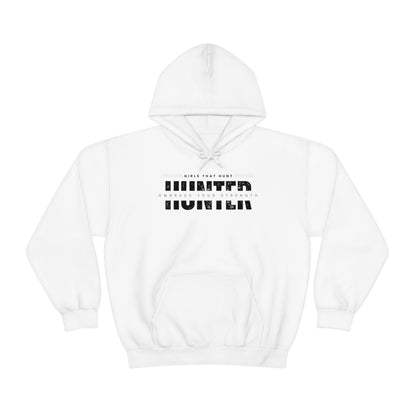 "HUNT: Embrace Your Strength" Women's T-Shirt - White- Hoodie showcasing hunting passion and inner strength