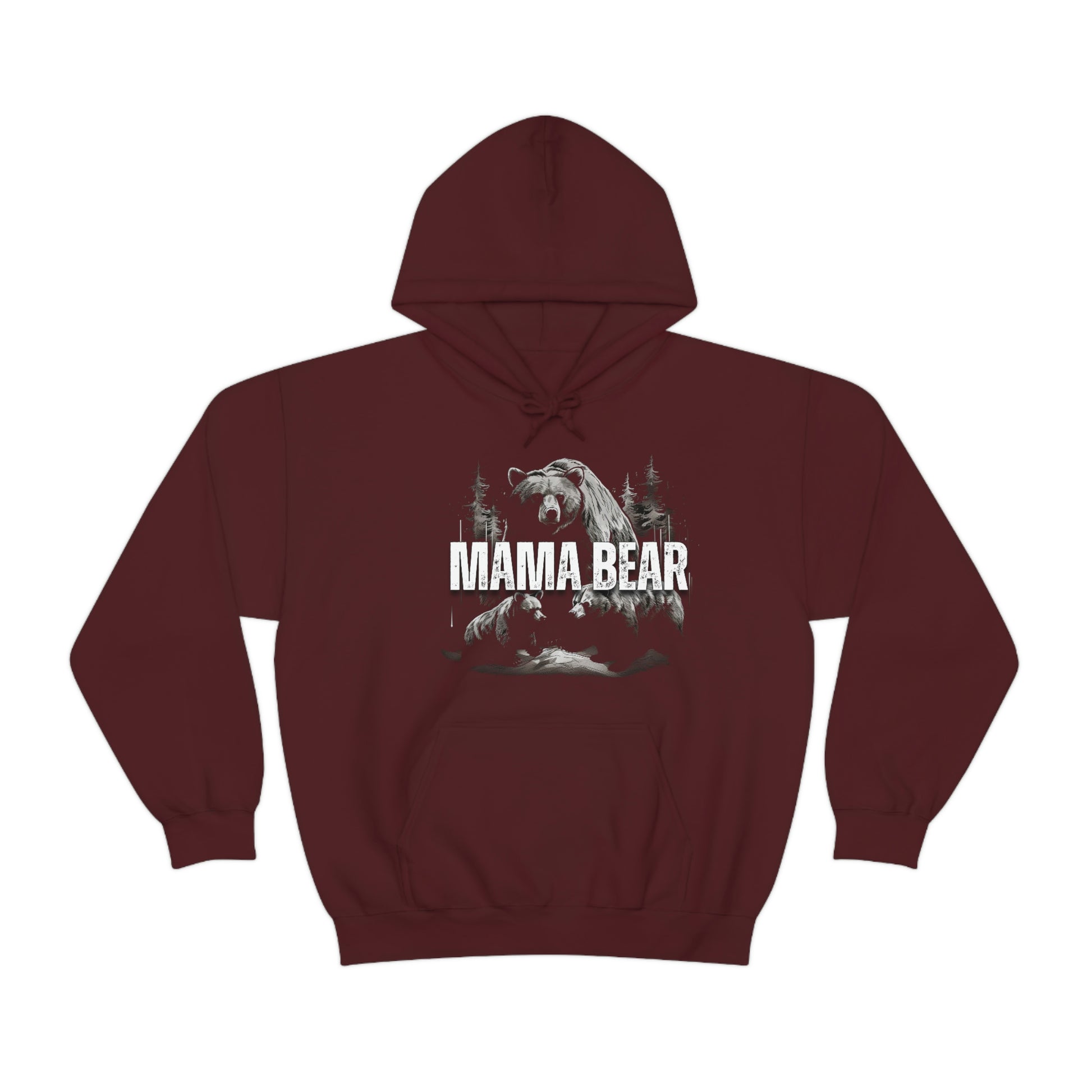 Don't Mess with Mama Bear Hoodie - Maroon- Cozy design with a powerful statement and bear graphic