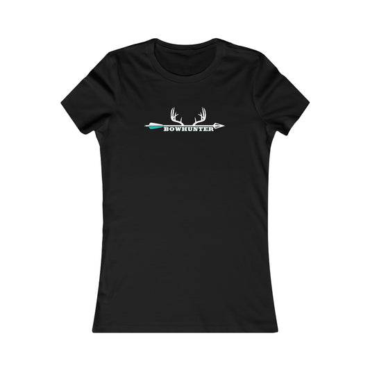 Bowhunter Fitted Tee - Black - Comfortable tee featuring "Bowhunter" with antlers and arrow design