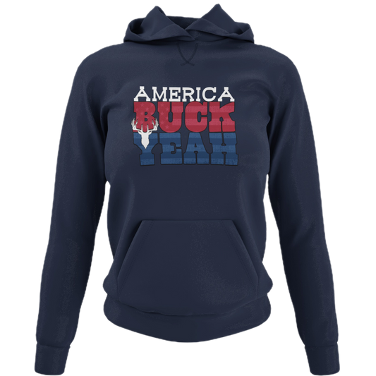 America Buck Yeah Hoodie navy - Displaying the proud "America Buck Yeah" slogan in a patriotic design